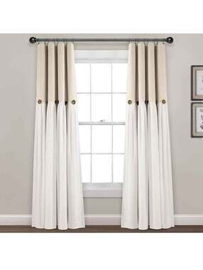 Lush Decor Linen Window Curtain 2 Panels 40" W x 84" L Linen Country Curtains